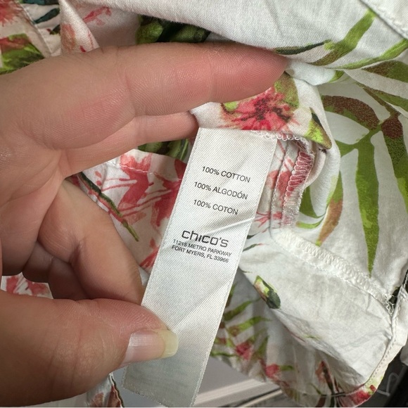 Chicos Sz 1 MEDIUM 6/8 Tropical Beach Flamingo Blouse Shirt Top Summer Cute - Picture 6 of 12